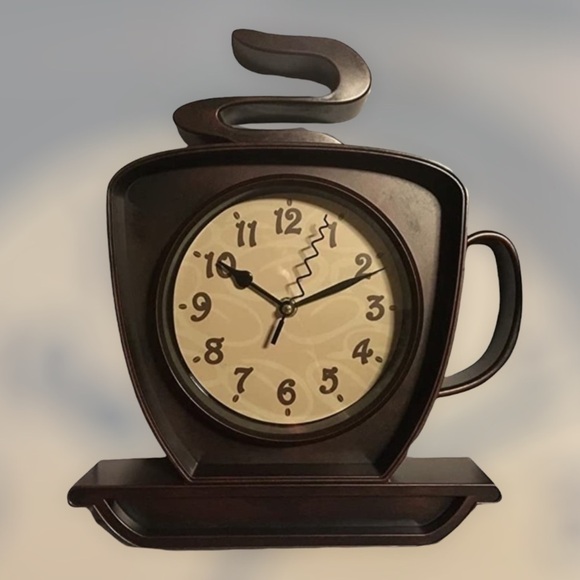 Coffee Cup Cappuccino Clock Battery Operated Wall Clock or Freestanding Brown - Picture 11 of 16